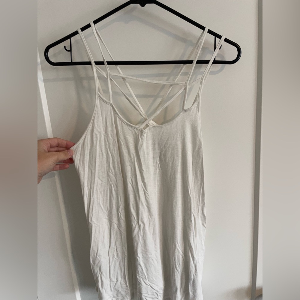 Medium White American Eagle Cut-Out Tank Top